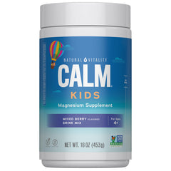 Natural Vitality Kids Calm magnesium pour bottle for easy on-the-go calm support.