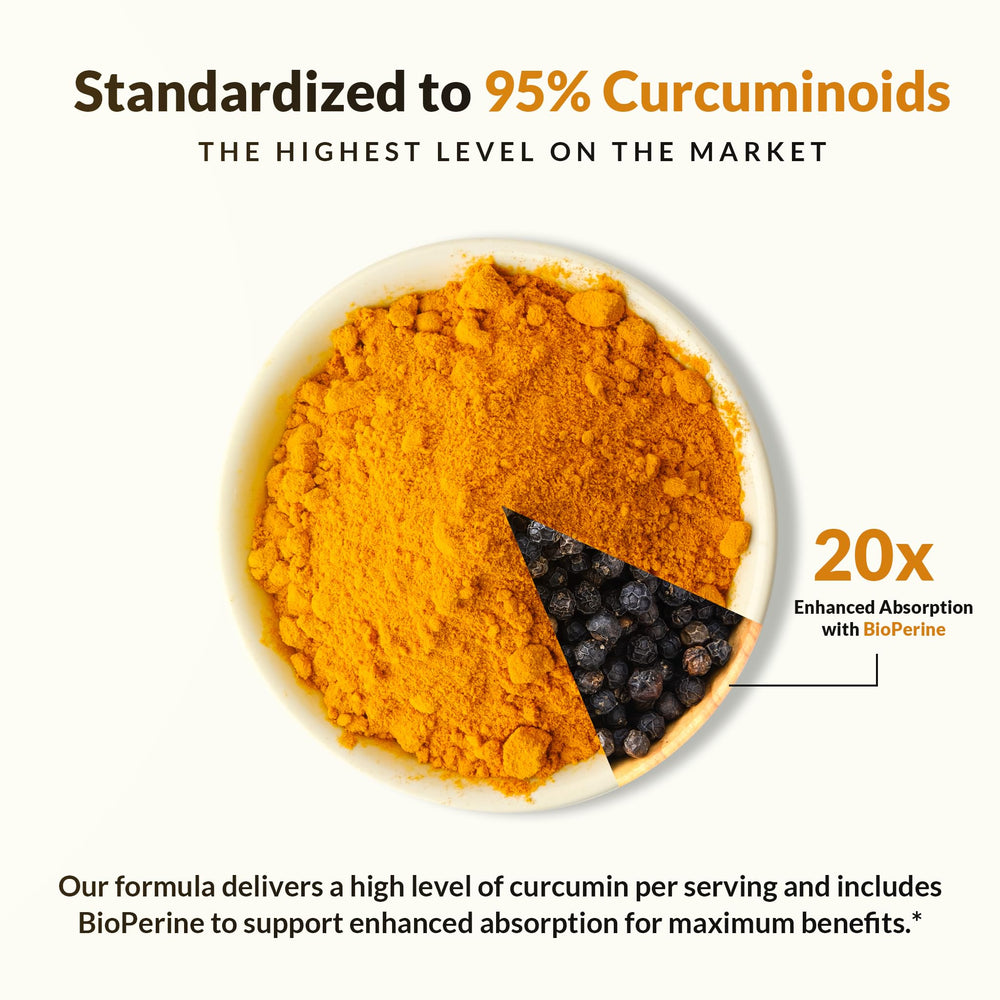 Natural Wellness Turmeric 95 capsules in bottle for on-the-go use