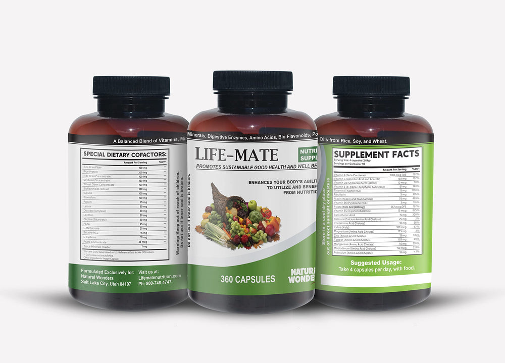 Natural Wonders Life Mate immune support benefits on bottle imagery