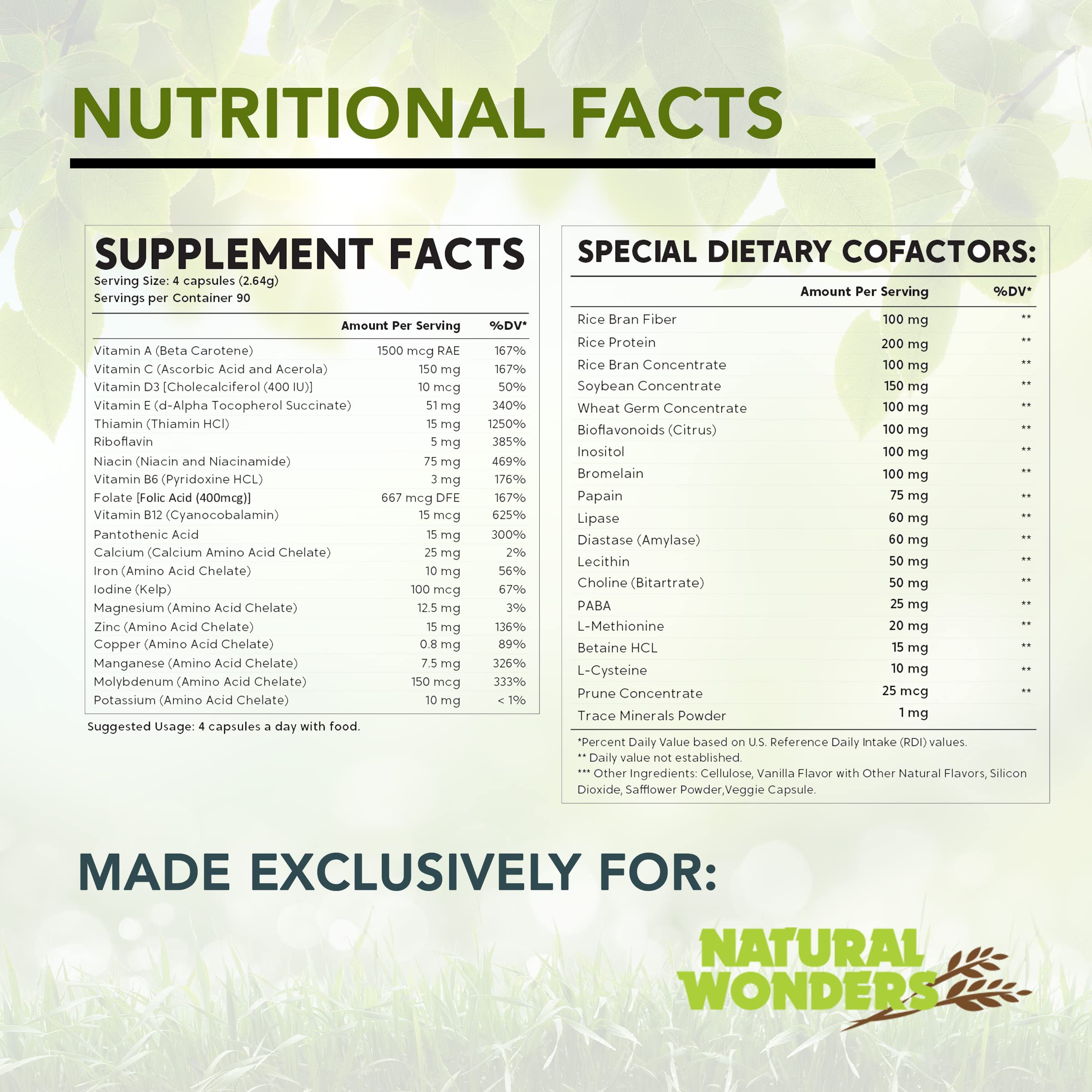 Natural Wonders Life Mate label on bottle showing prenatal support