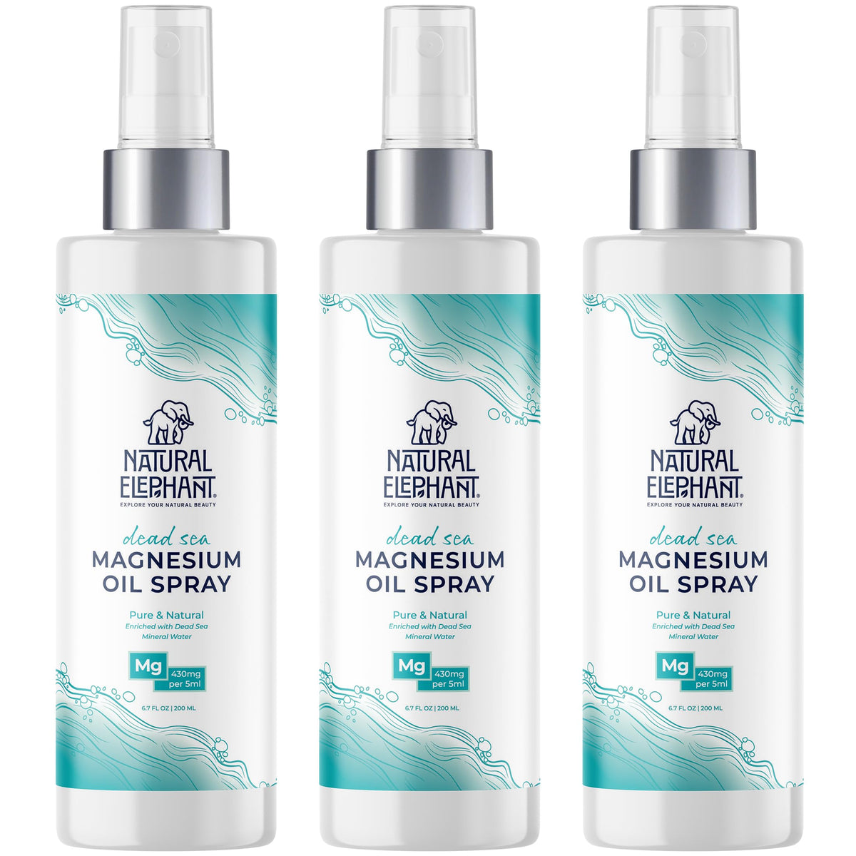 Natural Elephant Dead Sea magnesium oil spray bottle for easy topical use