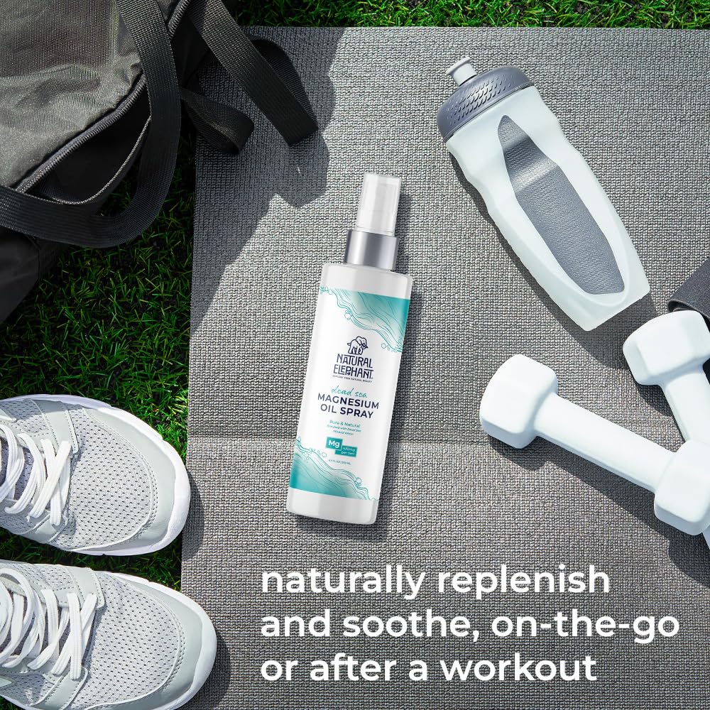 Natural Elephant Dead Sea magnesium oil spray applied to arm