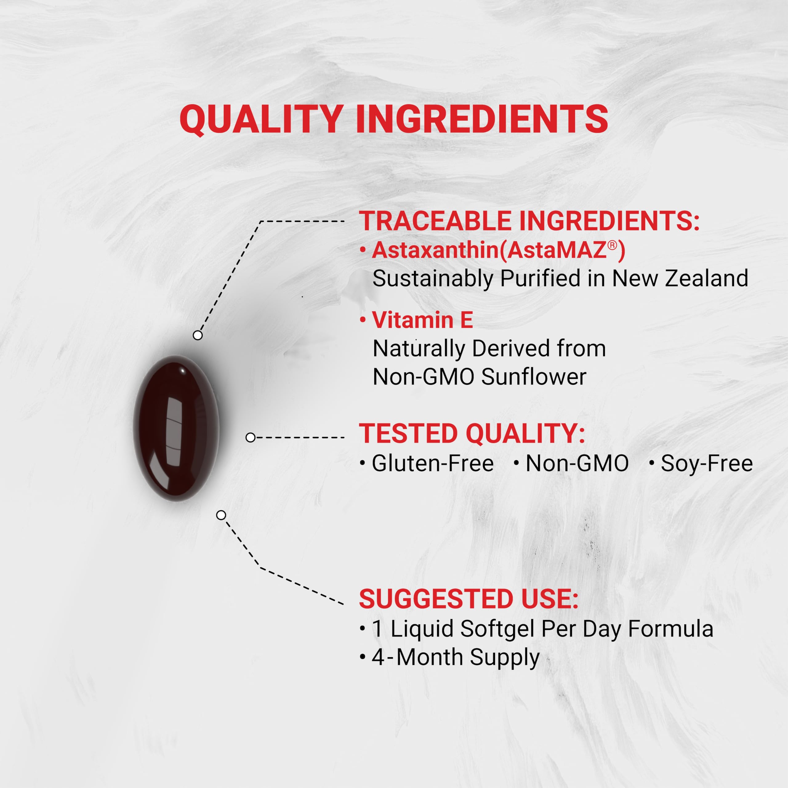 Close-up of Naturalis Astaxanthin 12mg label showing potency and carrier clarity.