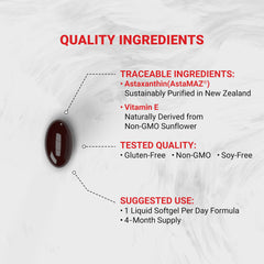 Close-up of Naturalis Astaxanthin 12mg label showing potency and carrier clarity.
