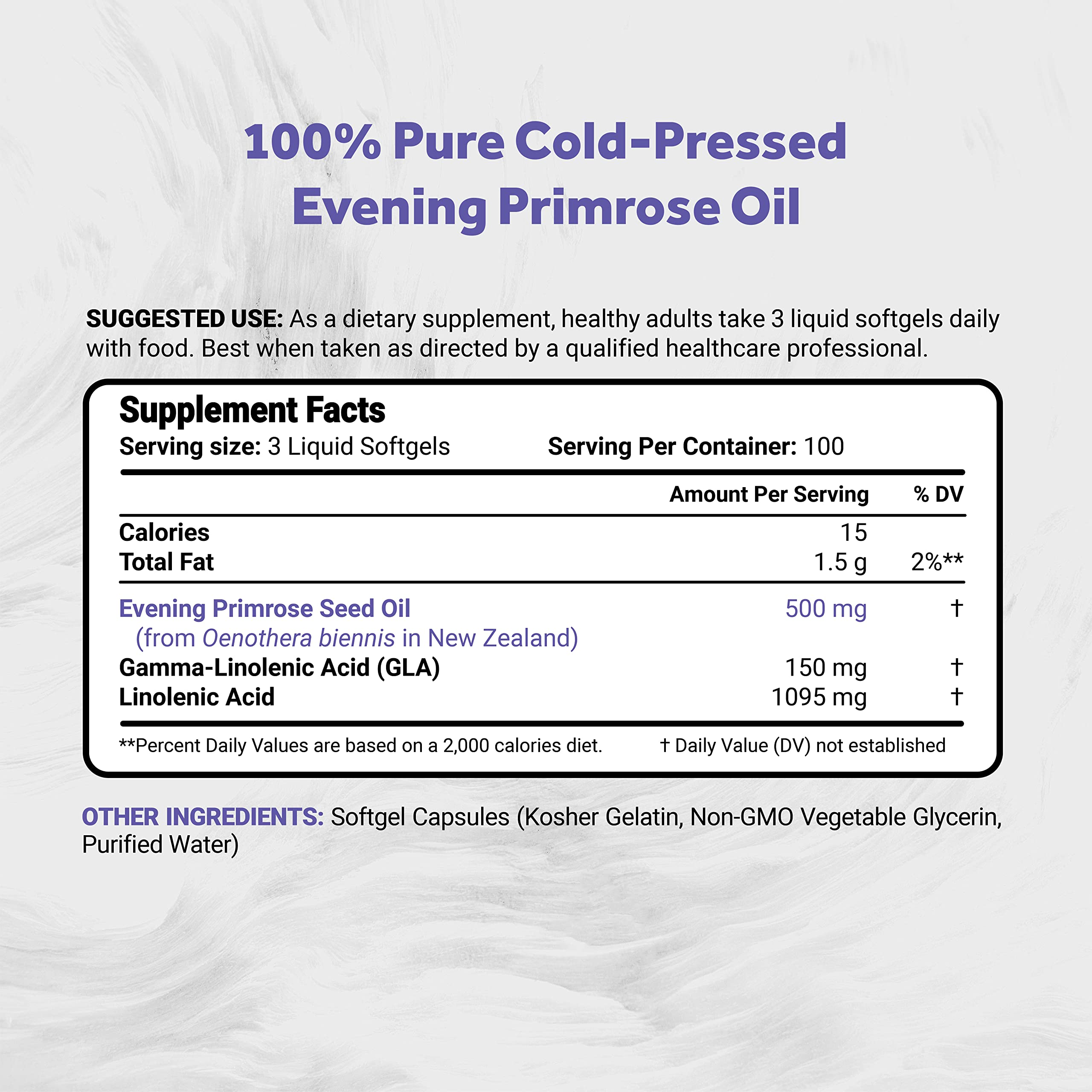 Naturalis Evening Primrose Oil softgels closeup, highlighting convenient daily capsules.