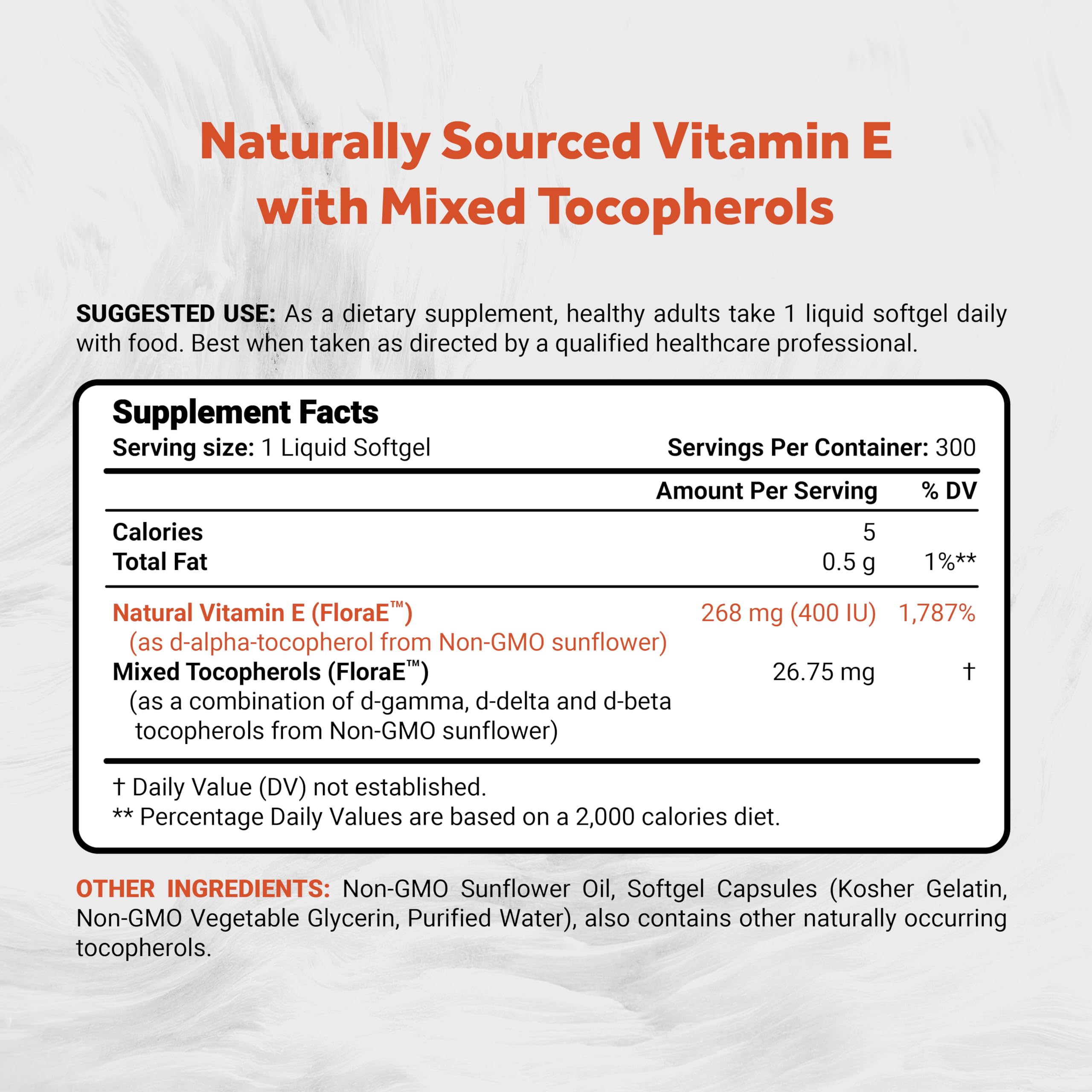 Naturalis Sunflower Vitamin E softgel closeup showing the easy-to-swallow capsule.