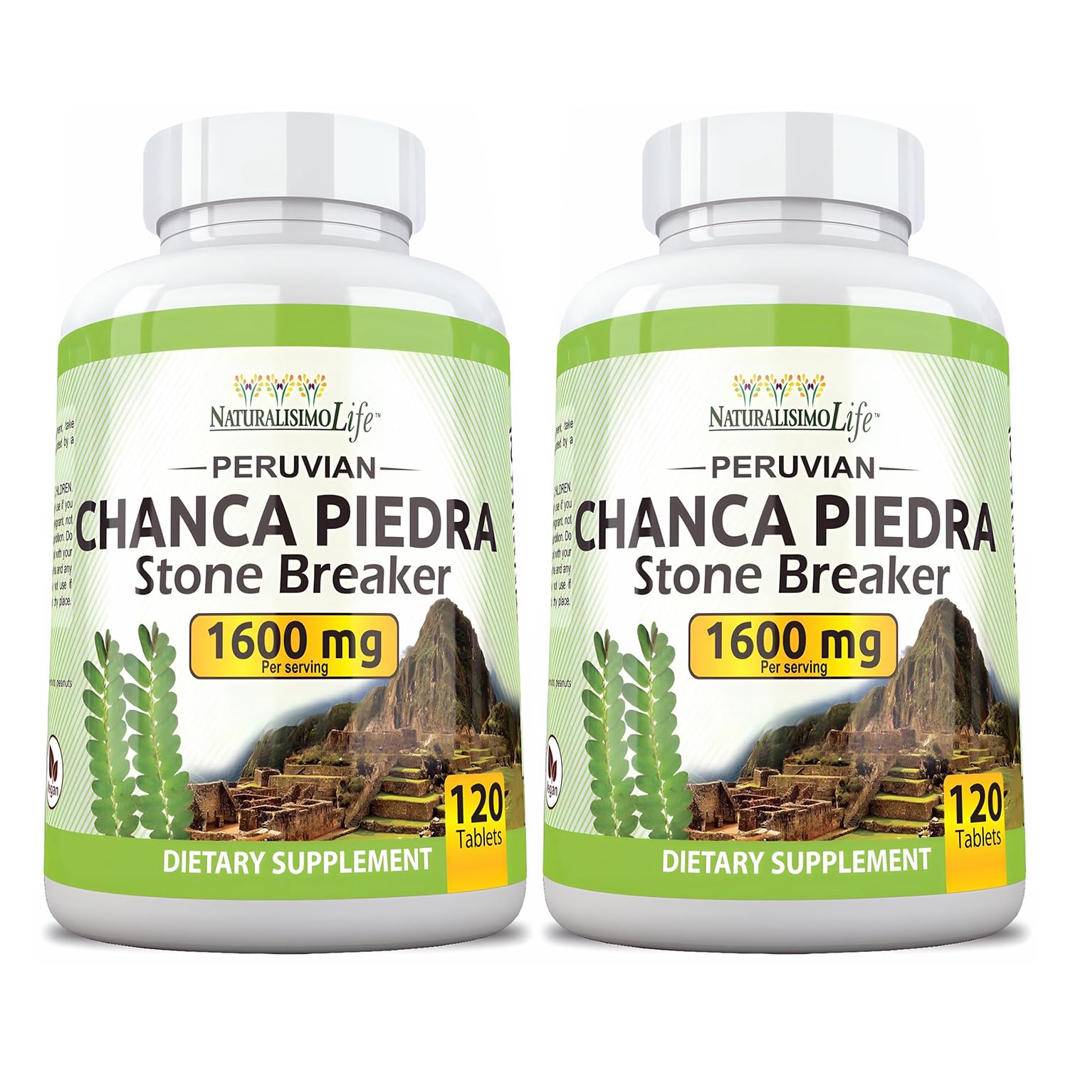 NaturalisimoLife Chanca Piedra 1600 mg tablets bottle front for daily wellness.