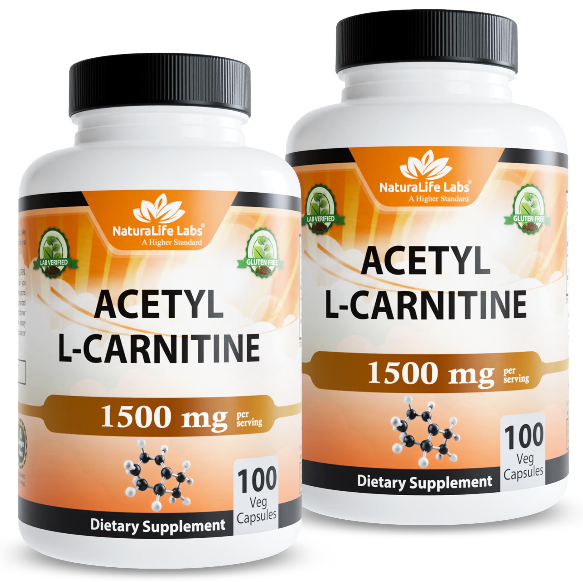 NaturaLife Labs Acetyl L-Carnitine capsules close-up for daily activity support.