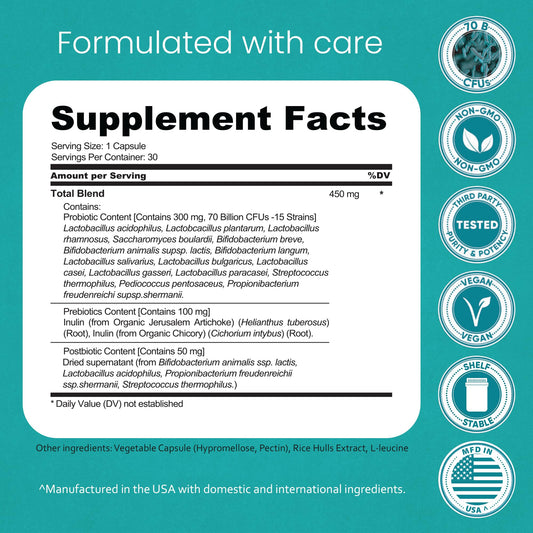 NaturaLife Labs Probiotics 15 strains label highlights broad spectrum support.