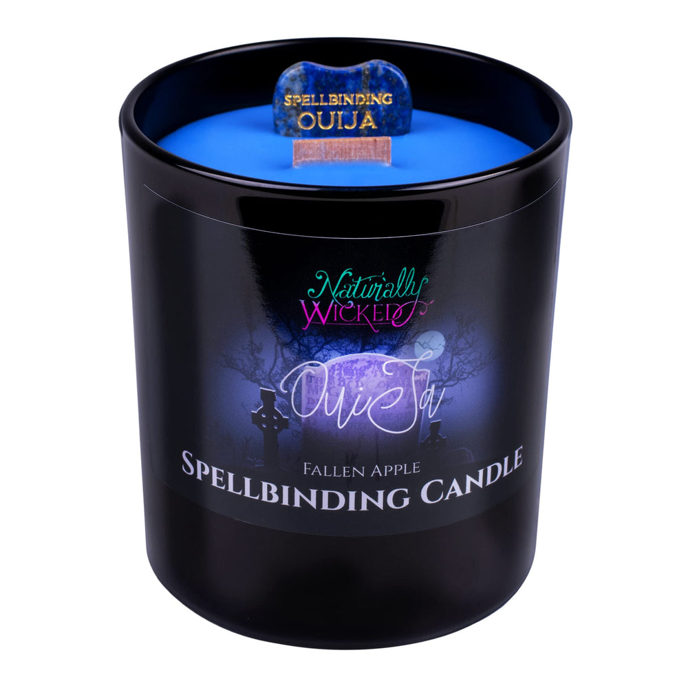 Naturally Wicked Ouija candle with crystal planchette for a mystical séance.