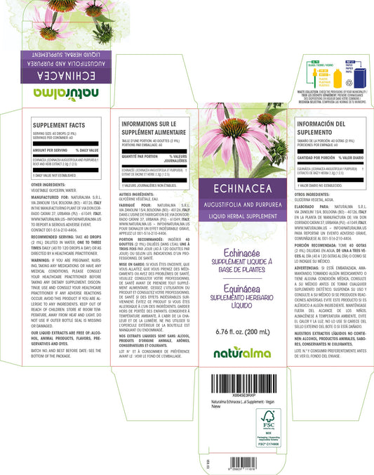 Naturalma Echinacea drops pour demonstrates easy dosing in a mild-tasting liquid.