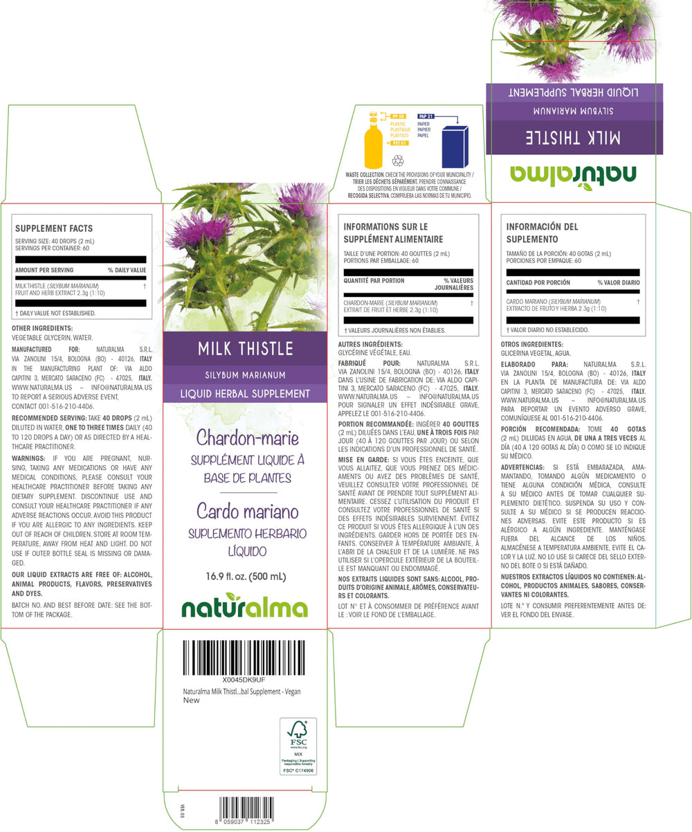 Closeup of Naturalma Milk Thistle fruits and herbs showing pure extract.