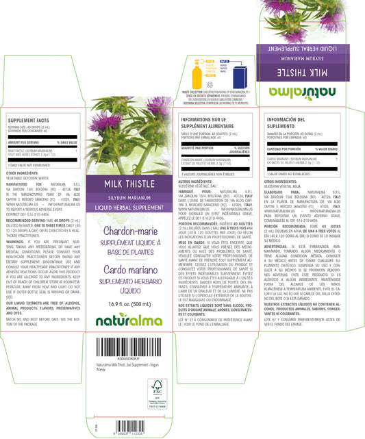 Closeup of Naturalma Milk Thistle fruits and herbs showing pure extract.