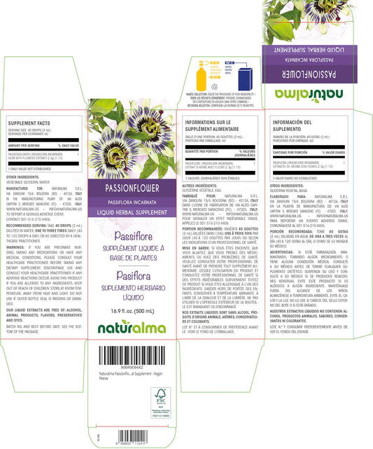 Naturalma passionflower liquid extract drops showing convenient 2 ml serving