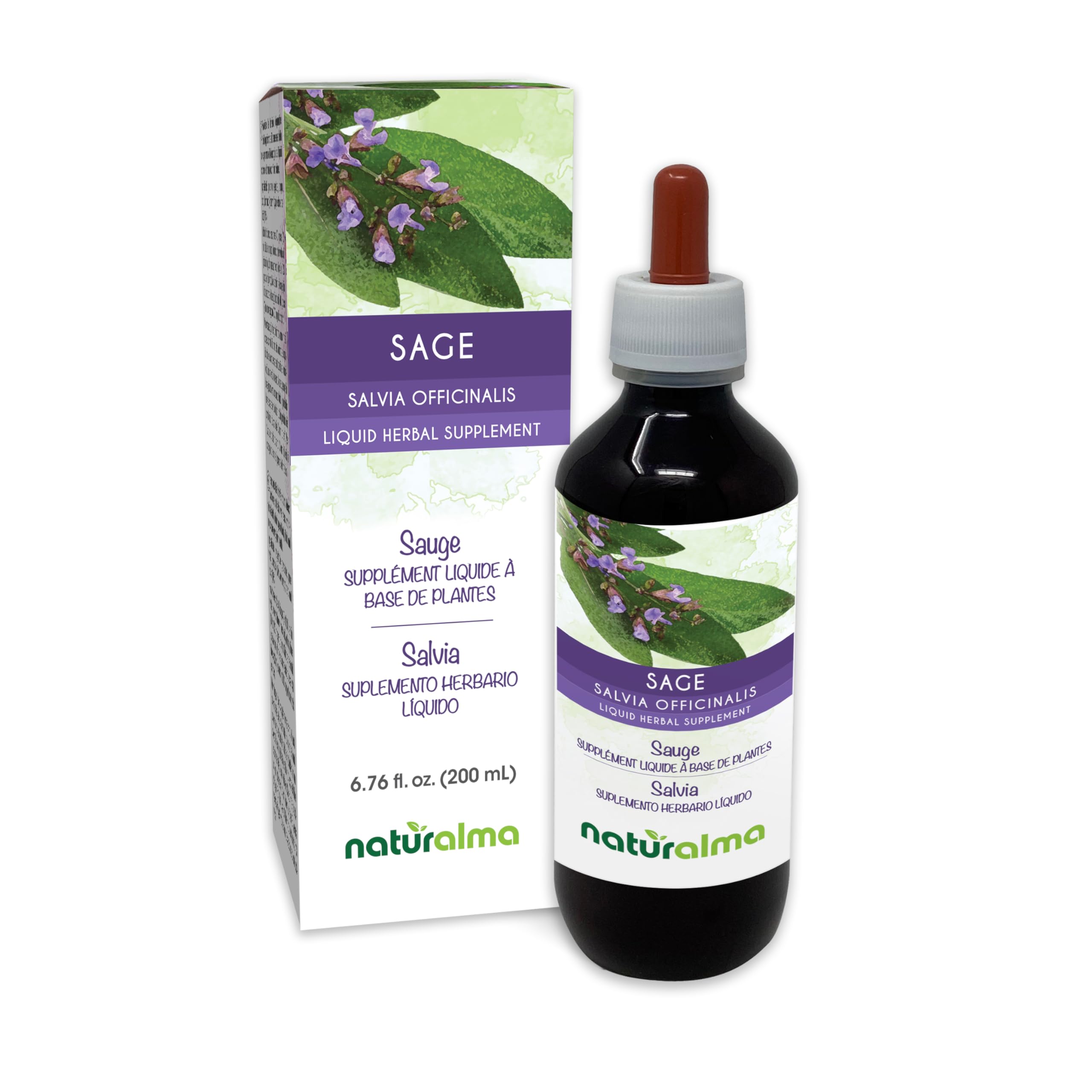Naturalma sage leaf tincture bottle shows a clean, alcohol-free formula for daily use.