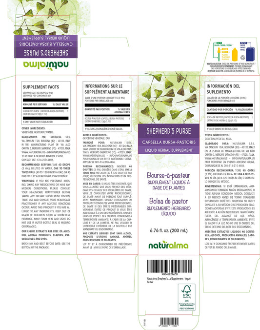 Label on Naturalma Shepherd's purse tincture showing 1:10 concentrate