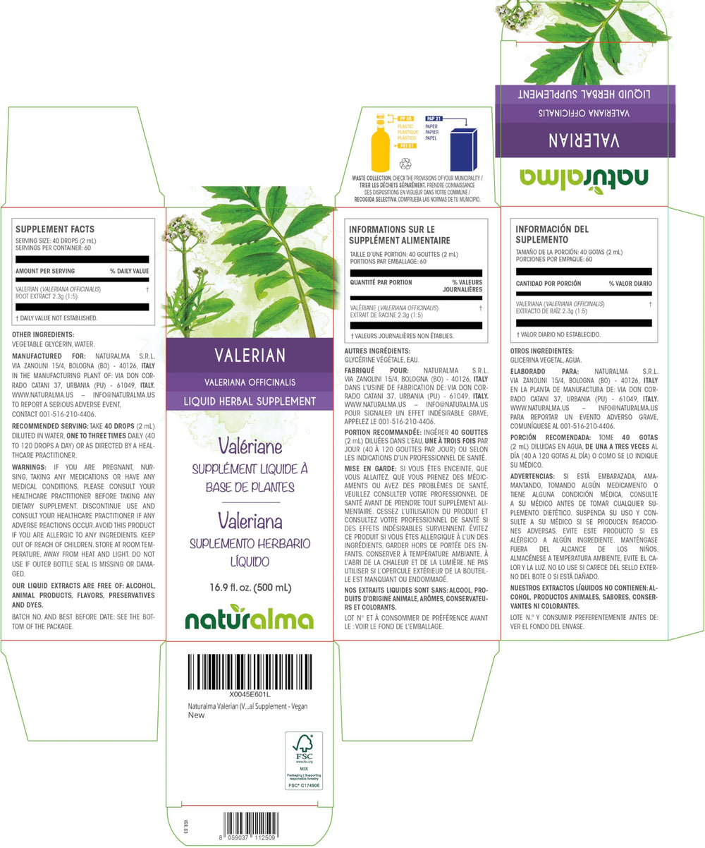 Naturalma valerian drops being poured for convenient dosing