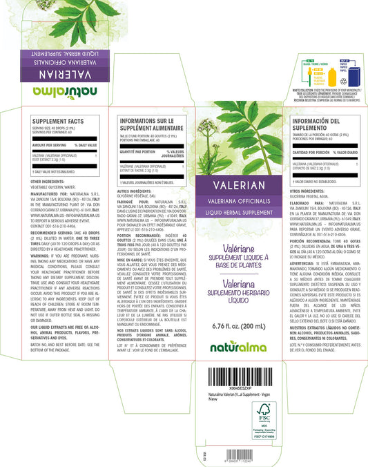 Naturalma Valerian root drops bottle ready to use for relaxation.