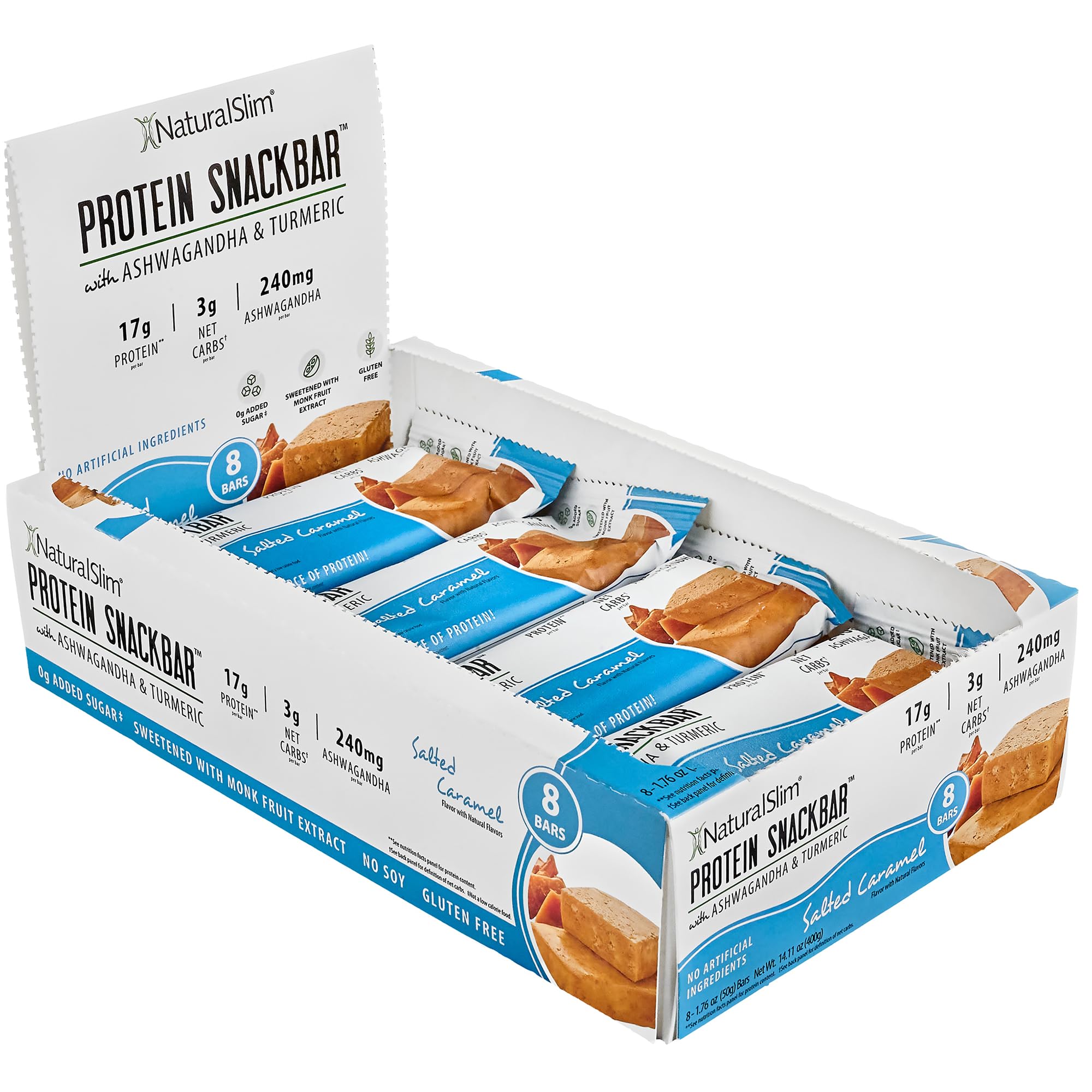NaturalSlim Chocolate Chip Cookie Dough bar front view, protein-packed snack for active days.
