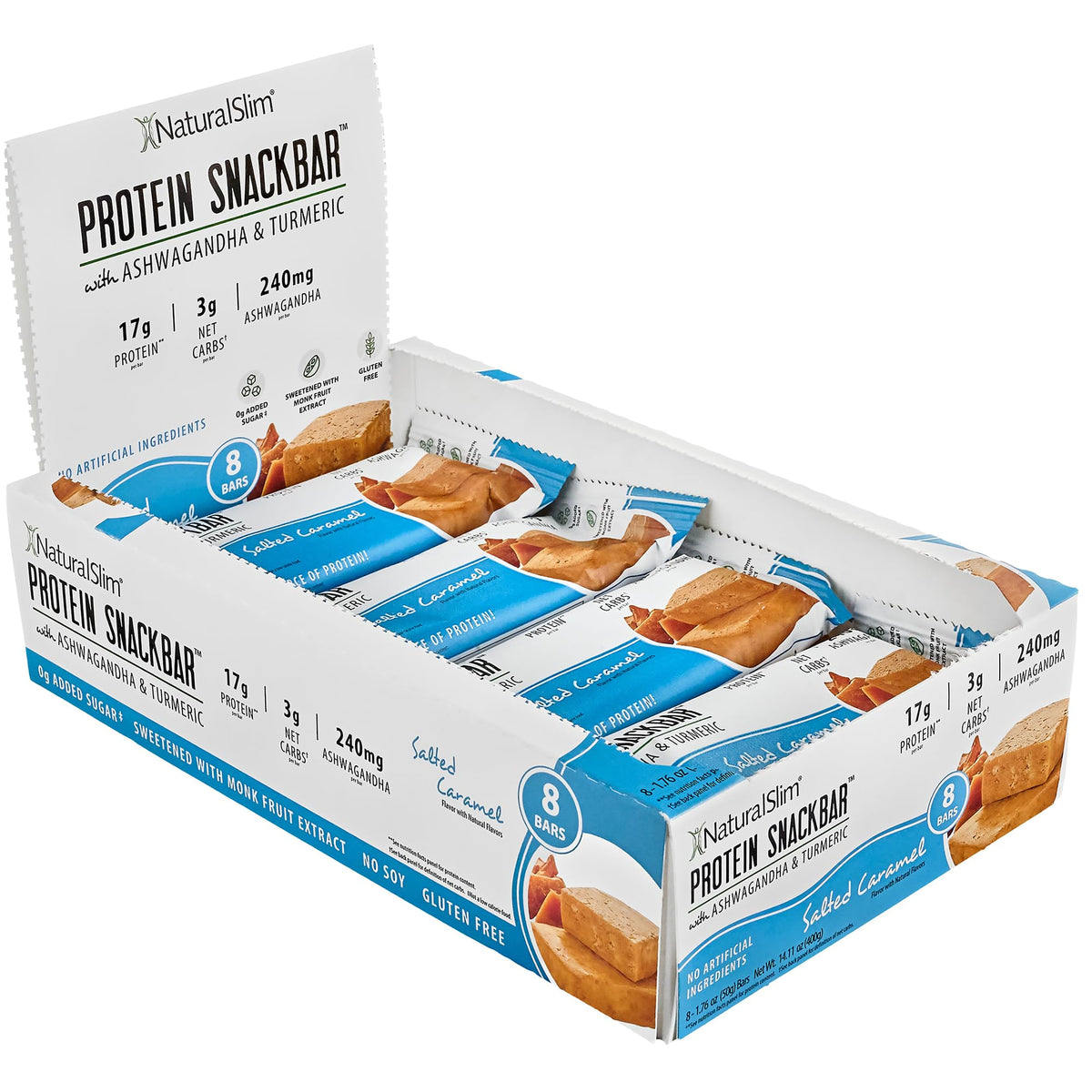 NaturalSlim Chocolate Chip Cookie Dough bar front view, protein-packed snack for active days.