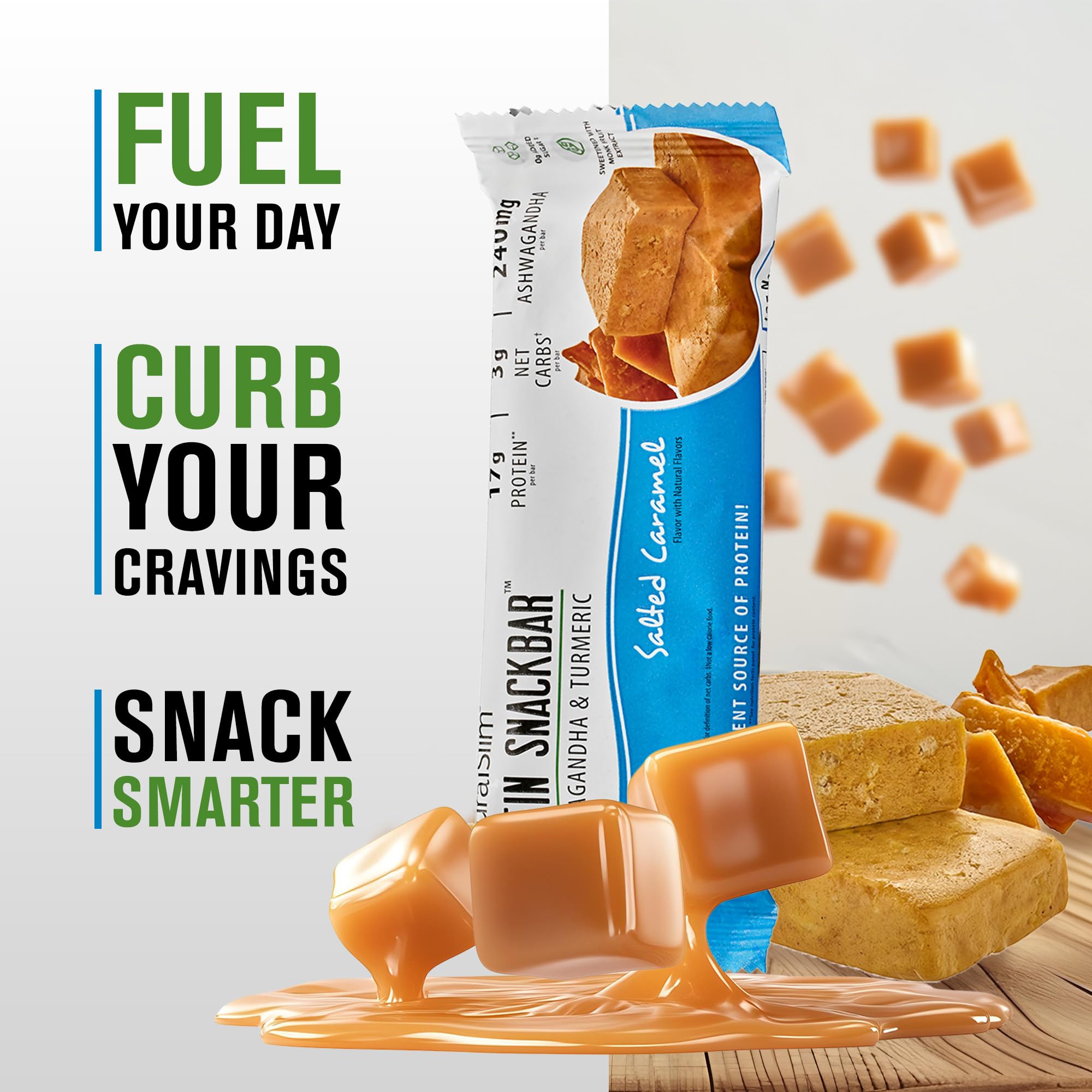 NaturalSlim Salted Caramel bar pack, convenient box for stocking up.