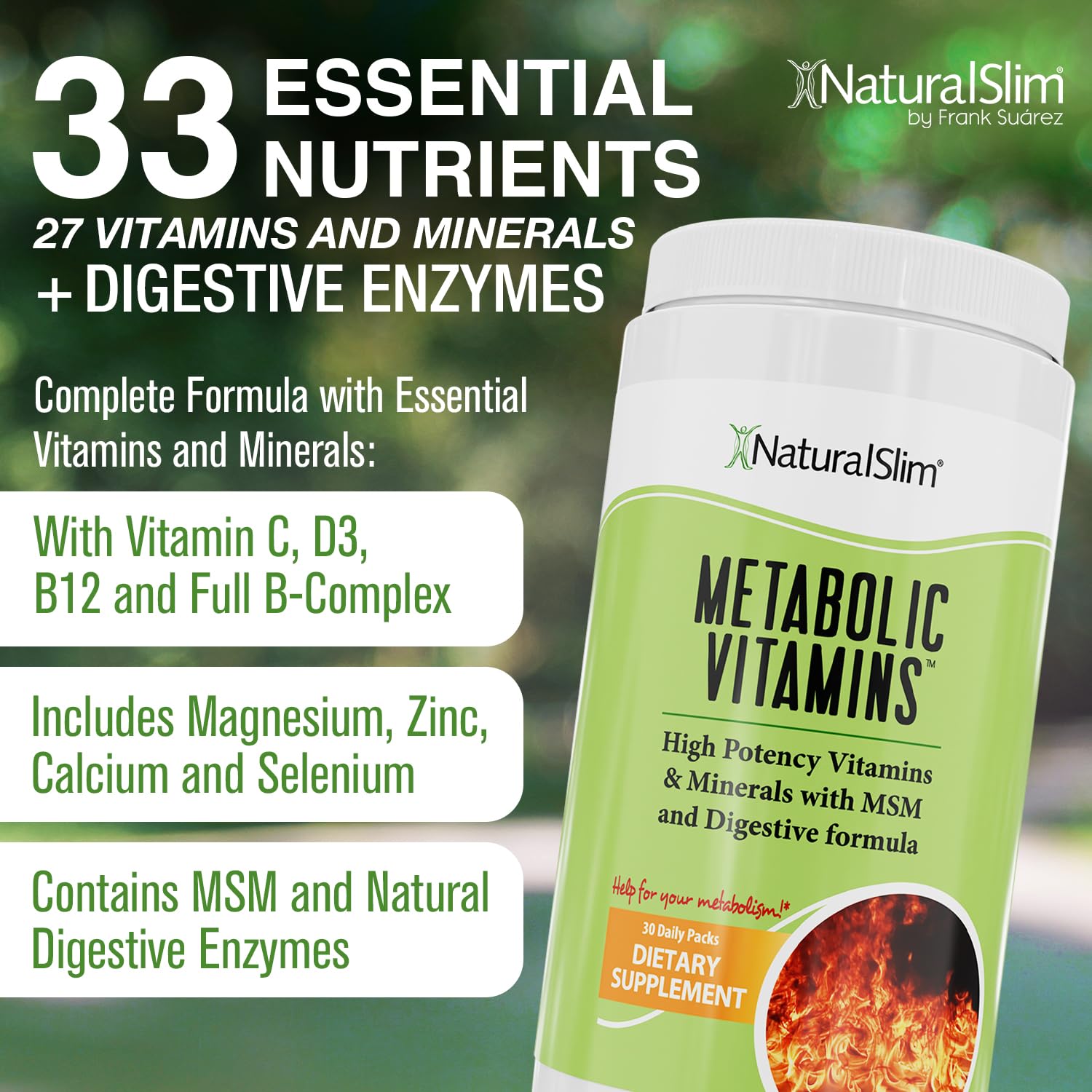 NaturalSlim daily packet contents arranged for comprehensive nutrition.