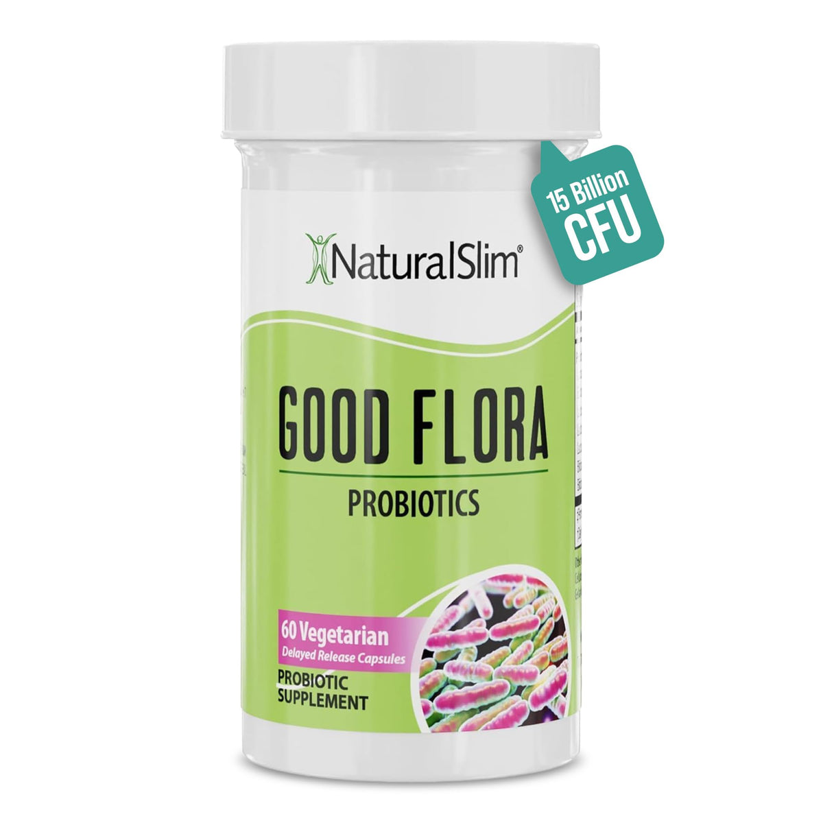 NaturalSlim Gentle Formula probiotic bottle with 60 vegetarian capsules for gut balance