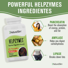 NaturalSlim Helpzymes capsule close-up emphasizing bromelain for bloating relief