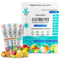 NaturalSlim hydration-energy stick packs for on-the-go refreshment and balanced electrolytes.