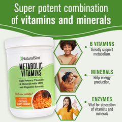 NaturalSlim ingredient blend label highlights vitamins, minerals, and enzymes.