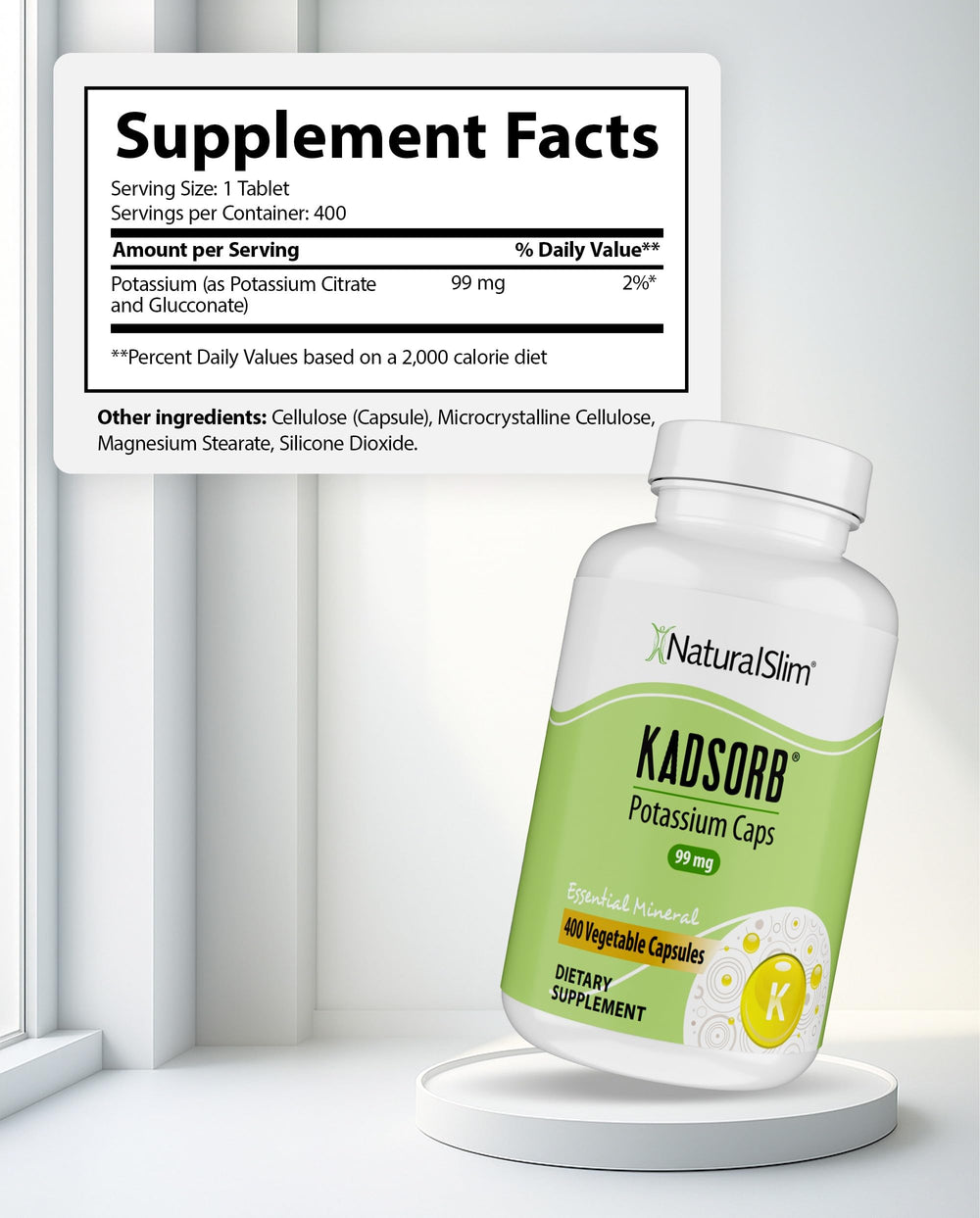 NaturalSlim Kadsorb capsules closeup highlighting small, absorbable capsules for hydration