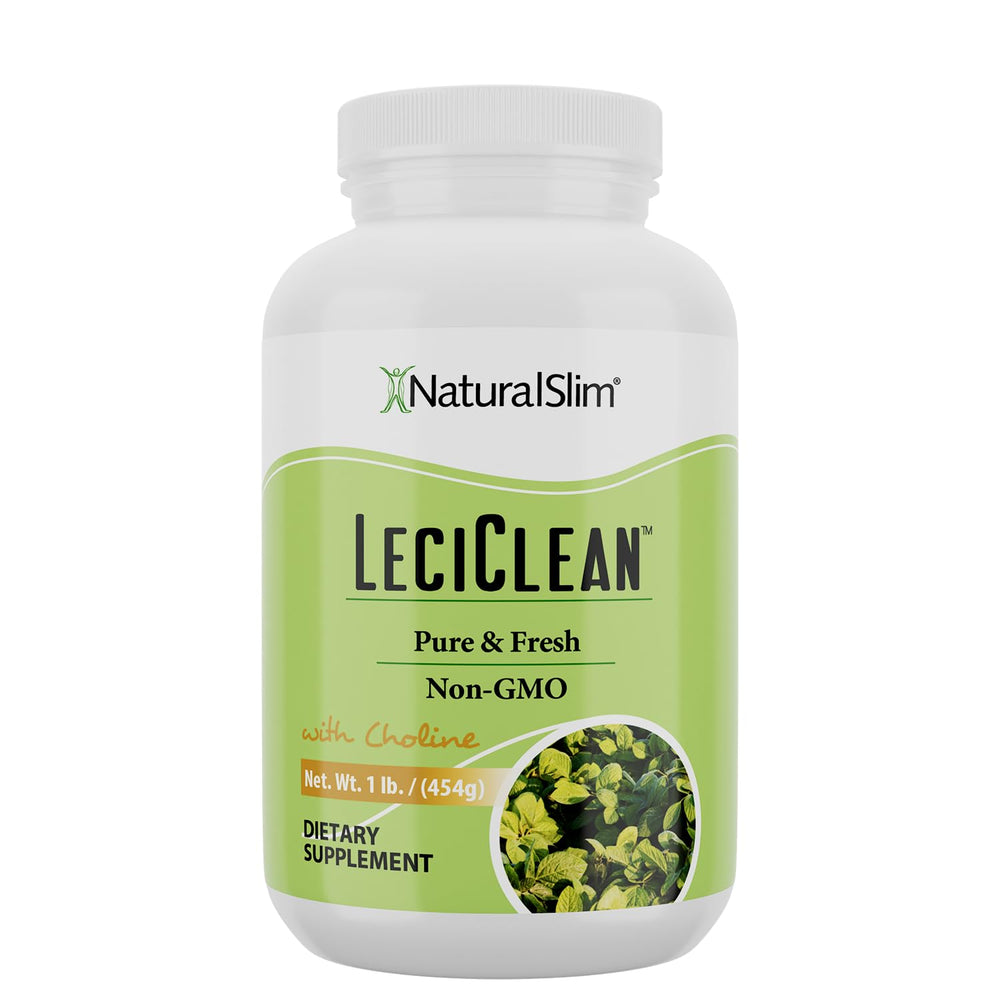 NaturalSlim Lecithin granules bottle, versatile non-GMO supplement for daily use.