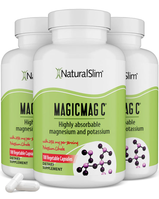 NaturalSlim MagicMag C capsules on a workout scene for relaxation after exertion