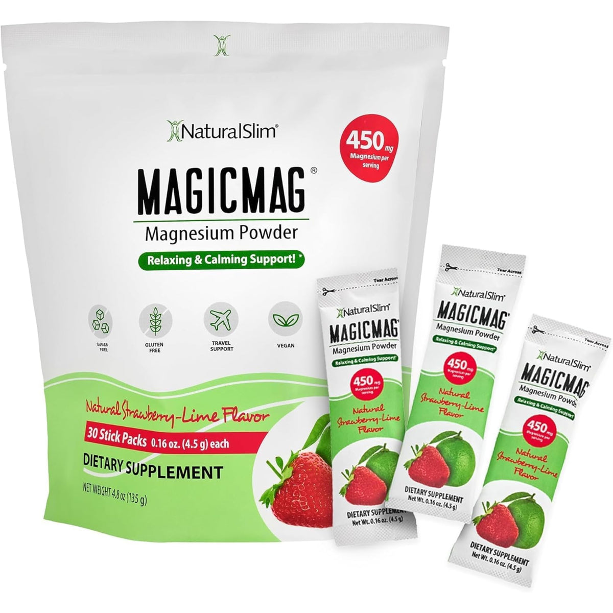 NaturalSlim MagicMag packets for portable magnesium citrate, convenient for daily vitality on the go.