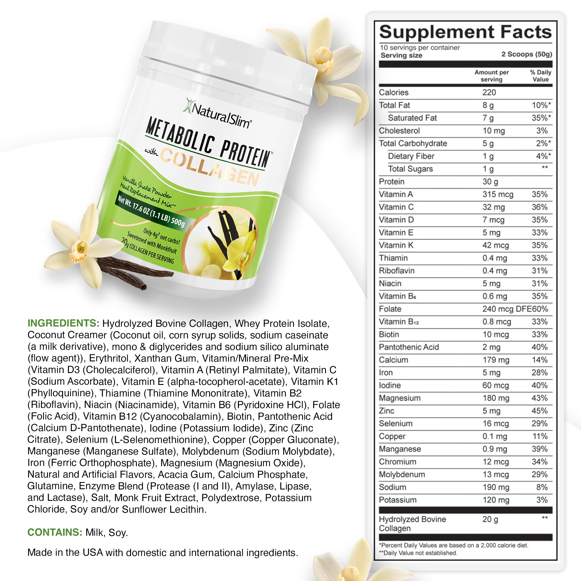 NaturalSlim Metabolic Protein Vanilla shake in glass for post-workout recovery