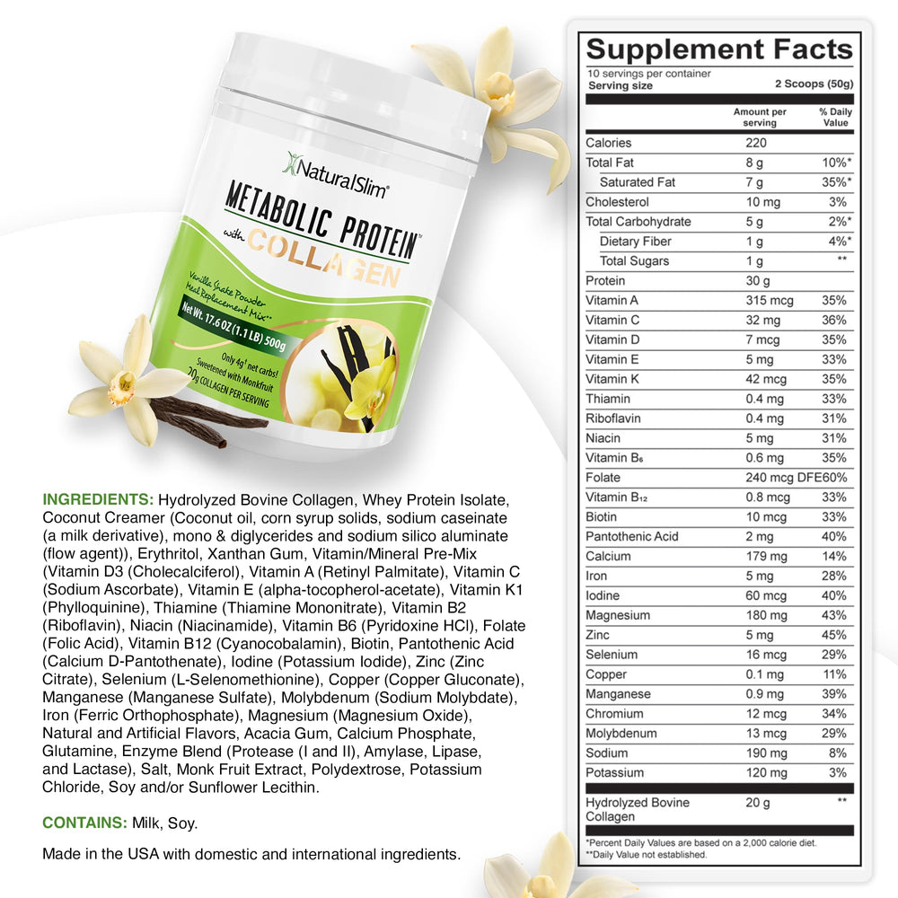 NaturalSlim Metabolic Protein Vanilla shake in glass for post-workout recovery
