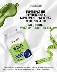Close-up of NoctiBurn capsules beside magnesium, signaling compatible nightly wellness practices.