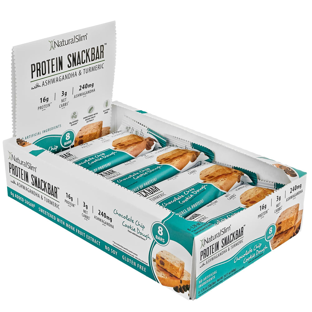 NaturalSlim Ashwagandha & Turmeric bars packaging, convenient on-the-go snack