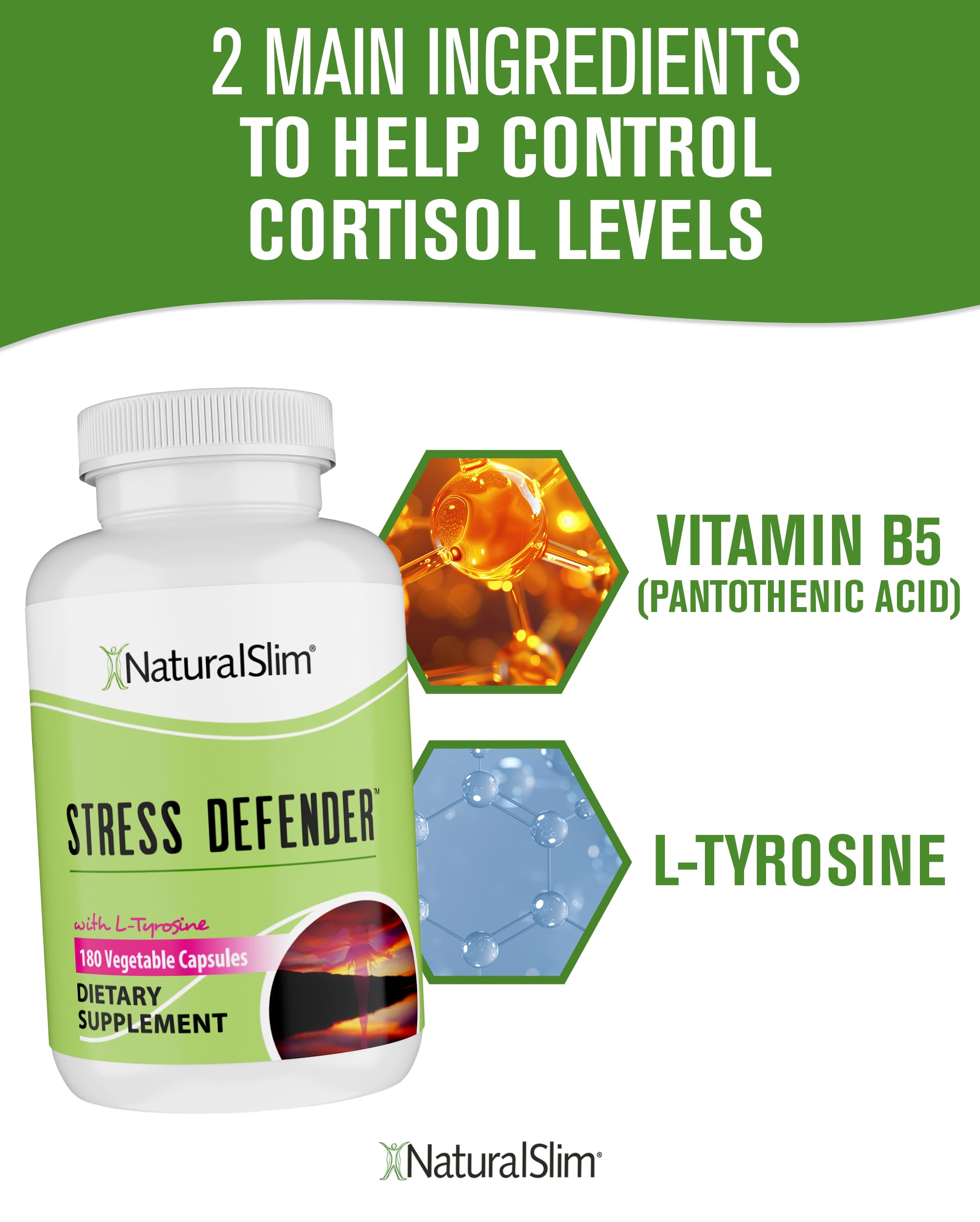 NaturalSlim Stress Defender night-use scene suggesting improved sleep
