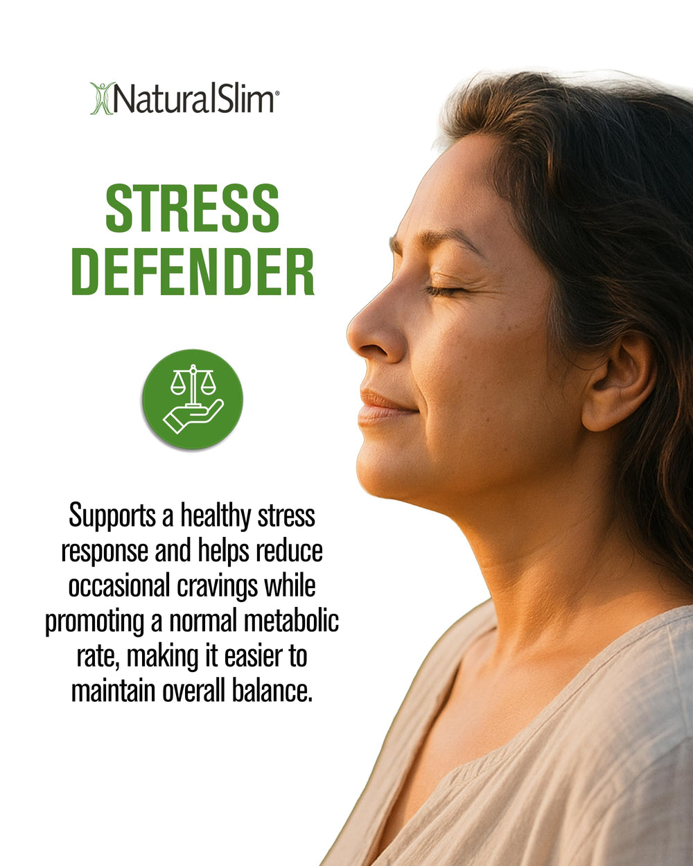 NaturalSlim Stress Defender packaging emphasizes natural ingredients and quality