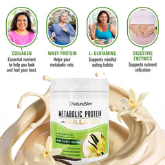 NaturalSlim Vanilla protein shake poured over ice for refreshing hydration