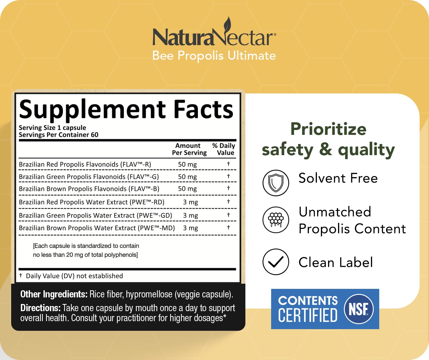 NaturaNectar green extraction process highlights solvent-free production.