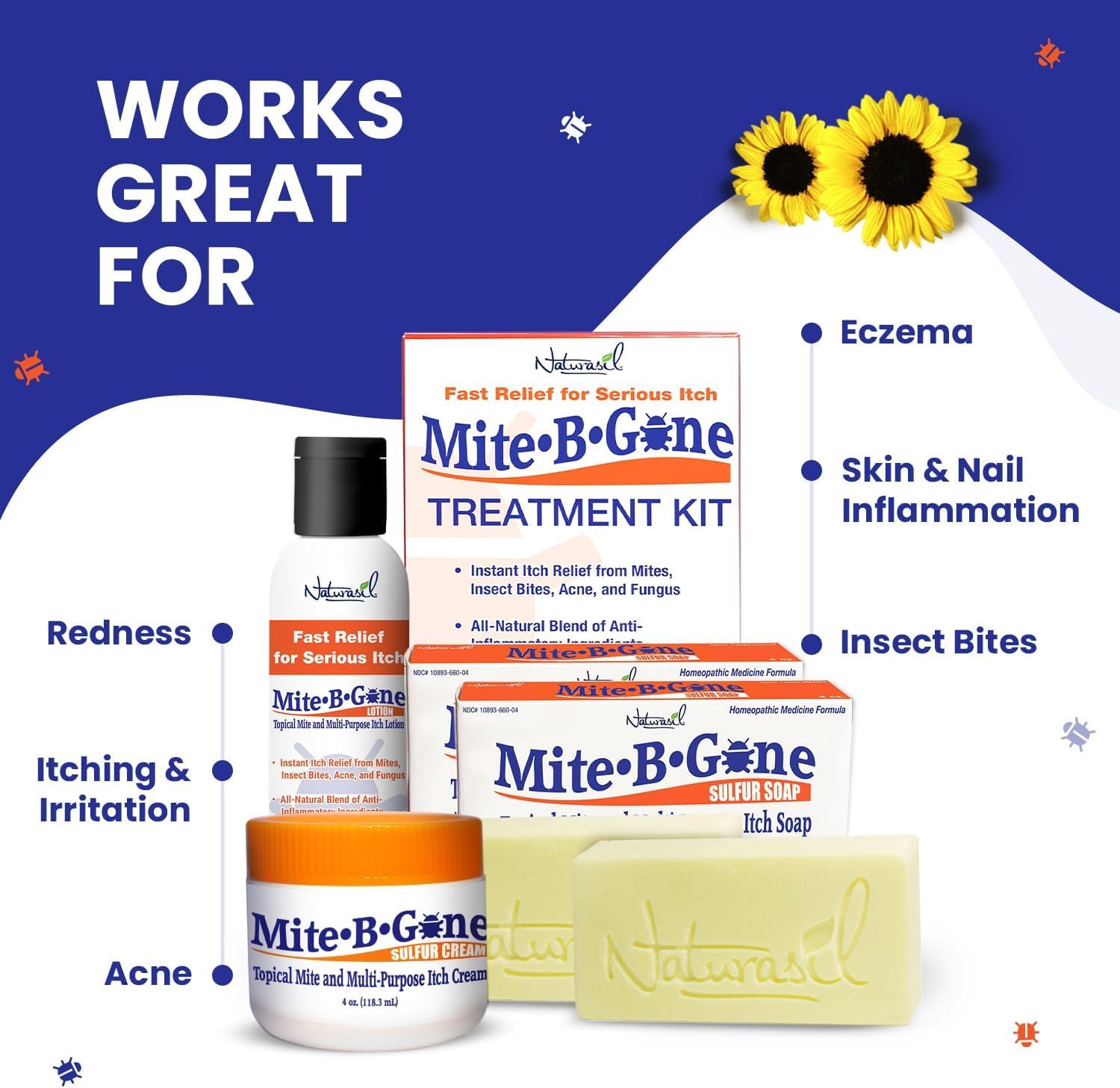 Naturasil Mite-B-Gone soap bar for gentle cleansing to reduce irritation