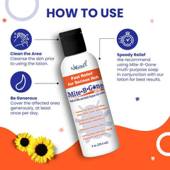 Naturasil Mite-B-Gone bottle being poured for easy application