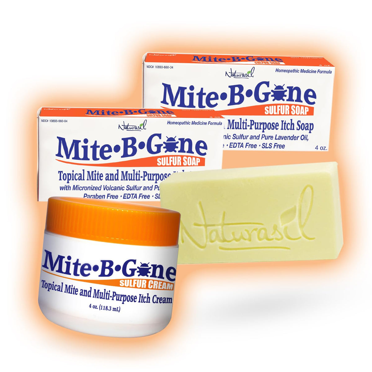 Naturasil Mite-B-Gone cream jar 4oz for skin comfort.