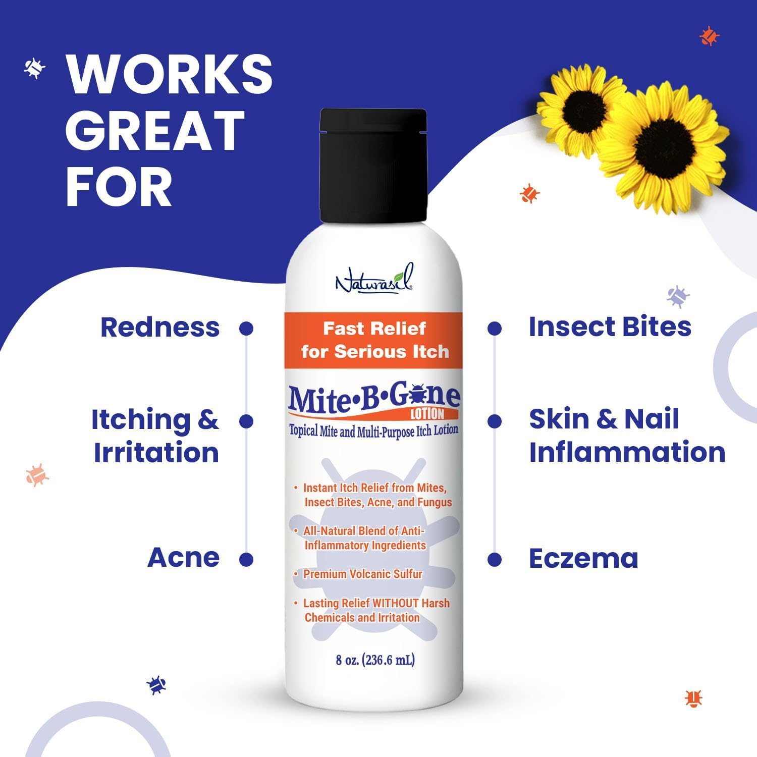 Naturasil Mite-B-Gone being applied to skin for soothing relief