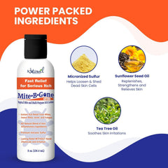 Naturasil Mite-B-Gone ingredients scene with botanicals