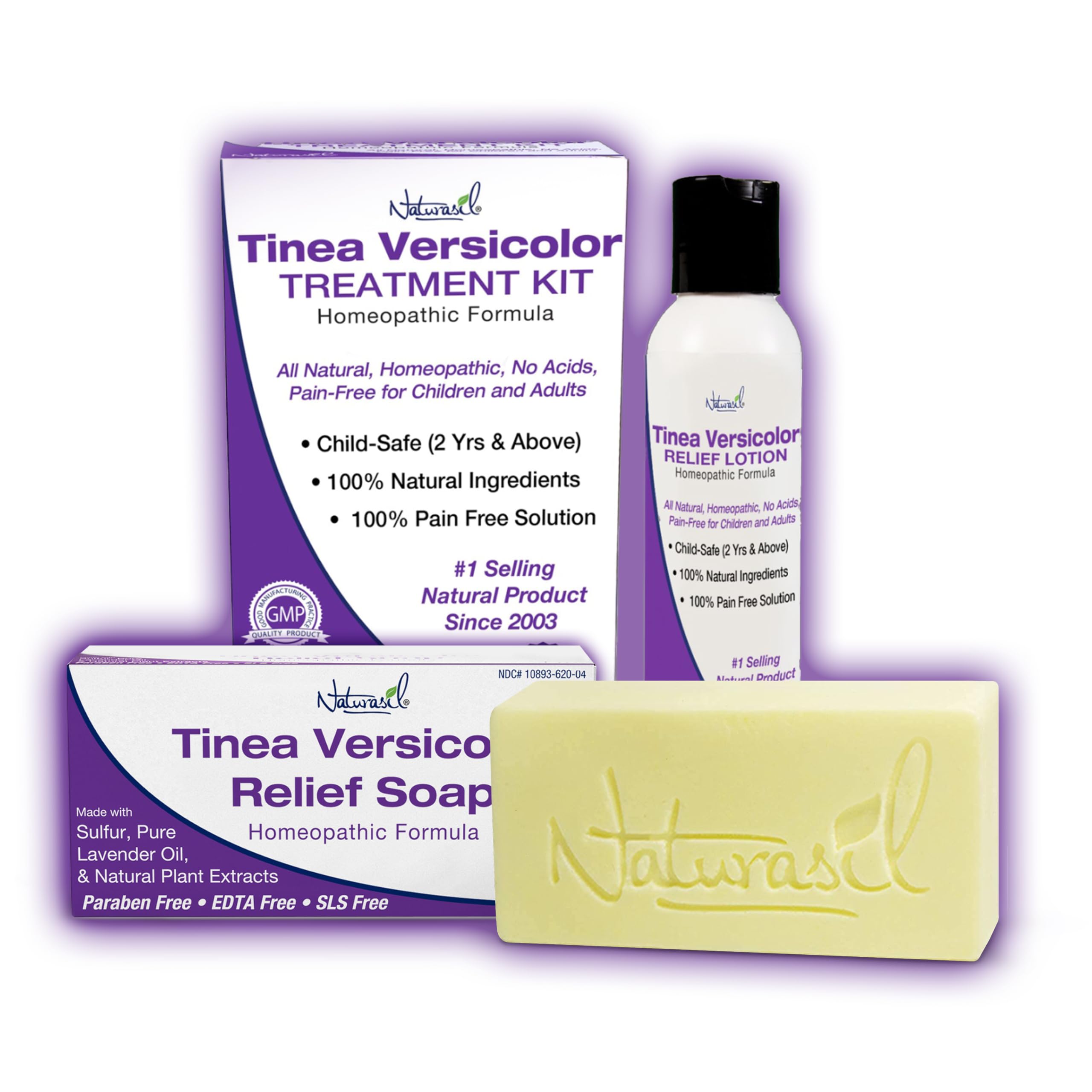 Naturasil Tinea Versicolor Kit sulfur soap 4oz cleanses skin naturally for clearer tone