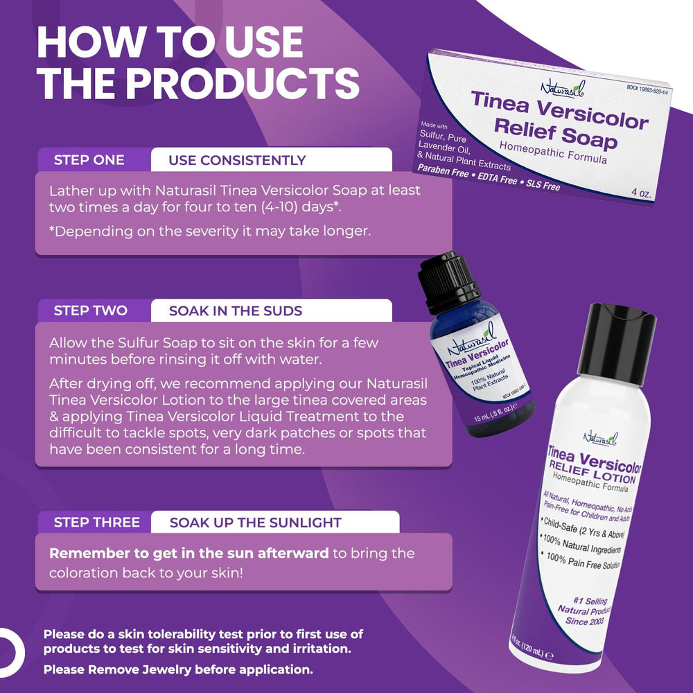 Naturasil Tinea Versicolor pack box showing complete treatment set