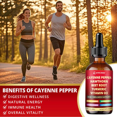 Nature Aurora Cayenne Drops packaging back view highlighting ingredients.